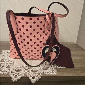 Kate Spade Pink and Burgundy Polka Dot Shoulder Bag